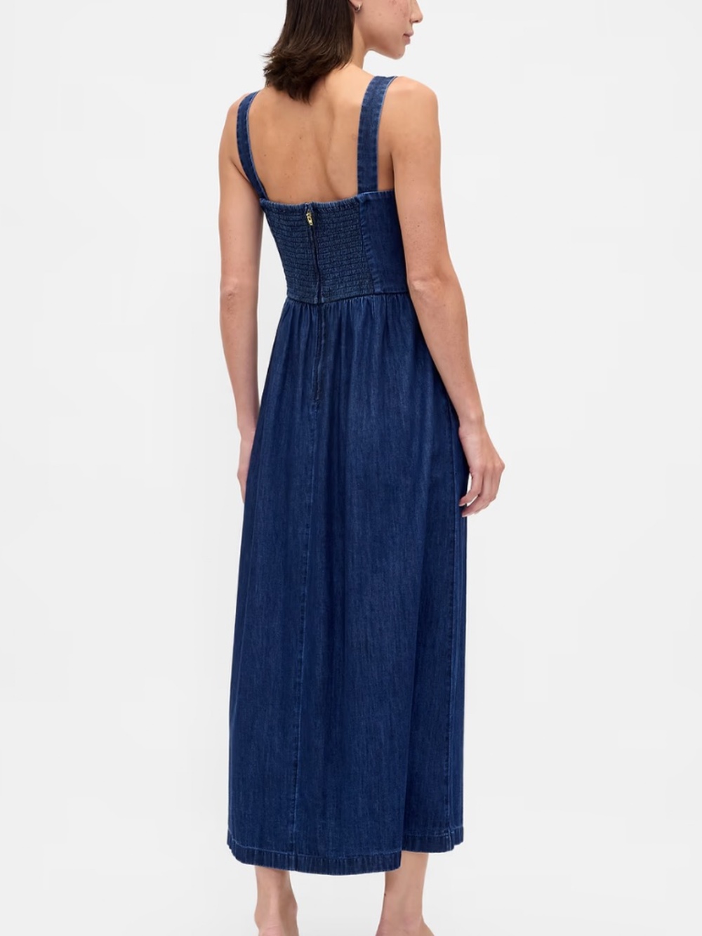 GAP Denim Drop-Waist Corset Midi Dress Large - Picture 4 of 9